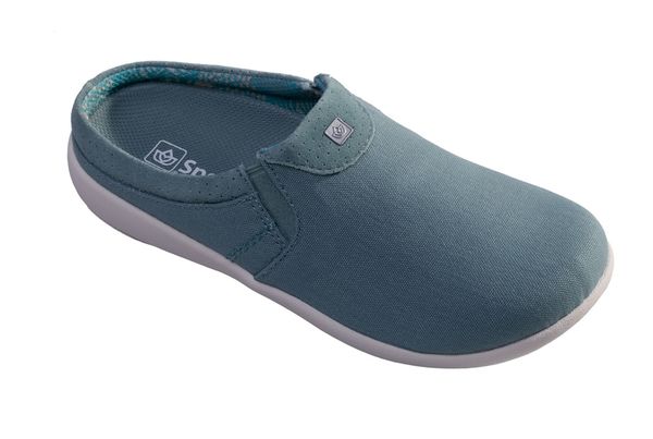 Spenco Siesta Nuevo Perforated Women's Orthotic Slide Shoe - Mineral Blue - Pair