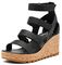 Sorel Cameron Wedge Multi Strap Women's Sandals - Black /Brown