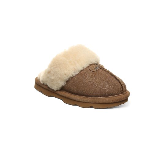 Bearpaw Loki Kid's Leather, Wool Slippers - 671Y Bearpaw- 554 - Hickory Caviar - Profile View