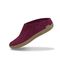 Glerups Wool Open Heel Unisex Slipper / Slip-on Clog - Leather Sole - Model B - Cranberry