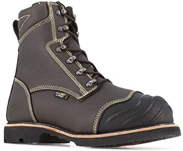 Iron Age Men's Forgefighter Safety Toe 10 inch Heat Resistant Work Boot with Poron XRD Internal Met  - Dark Brown