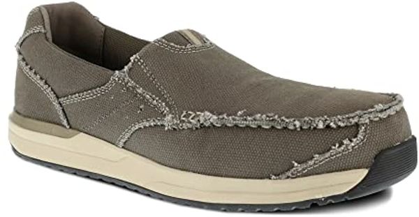 Rockport Men's Langdon SD10 Composite Toe Casual Work Slip-on Industrial Shoe - Breen