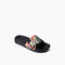 Reef One Slide Women\'s Comfort Sandals - Black Monstera - Angle