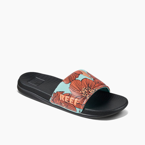 Reef One Slide Women\'s Comfort Sandals - Aqua Blossom - Angle