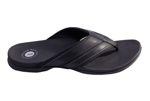 Revitalign Webbed Flip Women's Supportive Sandal - Black - Profile