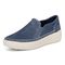 Vionic Kearny Women's Platform Slip-On Comfort Sneaker - Denim Blue - Left angle