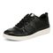 Vionic Elise Women's Leather Casual Comfort Sneakers - Black - Left angle