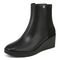 Vionic Skylar Women's Comfort Wedge Short Boot - Black Nappa Leather - Left angle