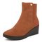 Vionic Skylar Women's Comfort Wedge Short Boot - Tan Suede - Left angle