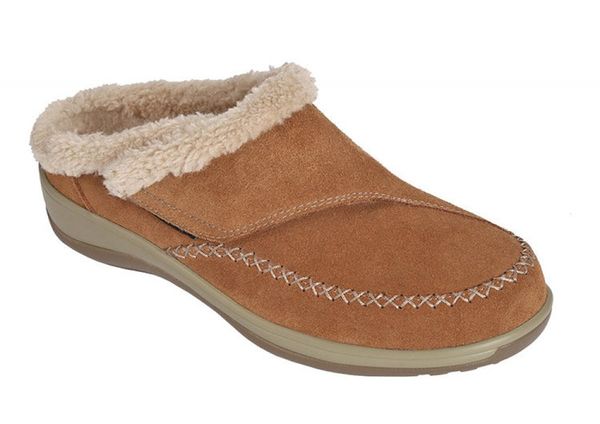 OrthoFeet Charlotte Women's Slippers - Brown - Angle Main