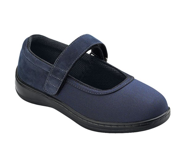 Orthofeet Women's Stretchable Mary Janes - orthofeet-826- Navy