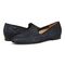 Vionic Willa Womens Sleek Leather Casual Slip On Moc - Dark Blue Met Snake - pair left angle