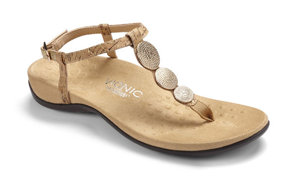 Vionic Lizbeth Womens T-strap Sandal - Gold Cork