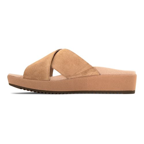 Vionic Hayden Women's Platform Slip-on Sandal - Toffee Suede - 2 left view