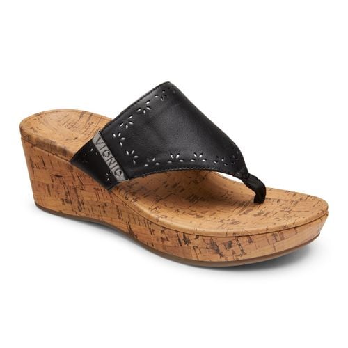 Vionic Anitra Women's Platform Sandal - Black Leather - 1 profile view