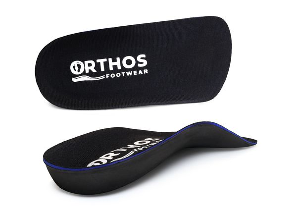 ORTHOS Footwear Orthotic Insoles 3/4 Length for Tight-Fitting Shoes - USA Made - Black - Fabric