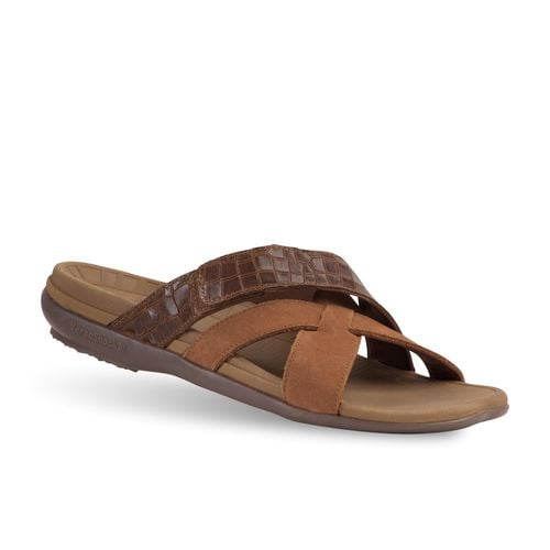 Gravity Defyer Lewis Men's G-Comfort Slide Sandals - Brown - Profile View