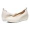 Vionic Jacey Women's Slip-on Wedge Shoe - Cream Woven - pair left angle