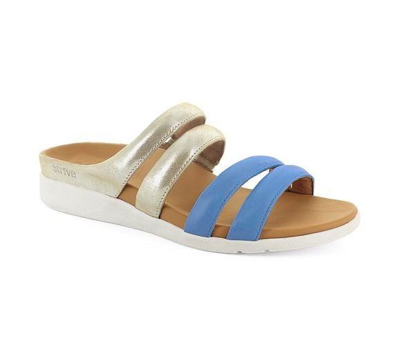 Strive Bali Women's Comfortable and Arch Supportive Sandals - White Gold Ocean - Angle
